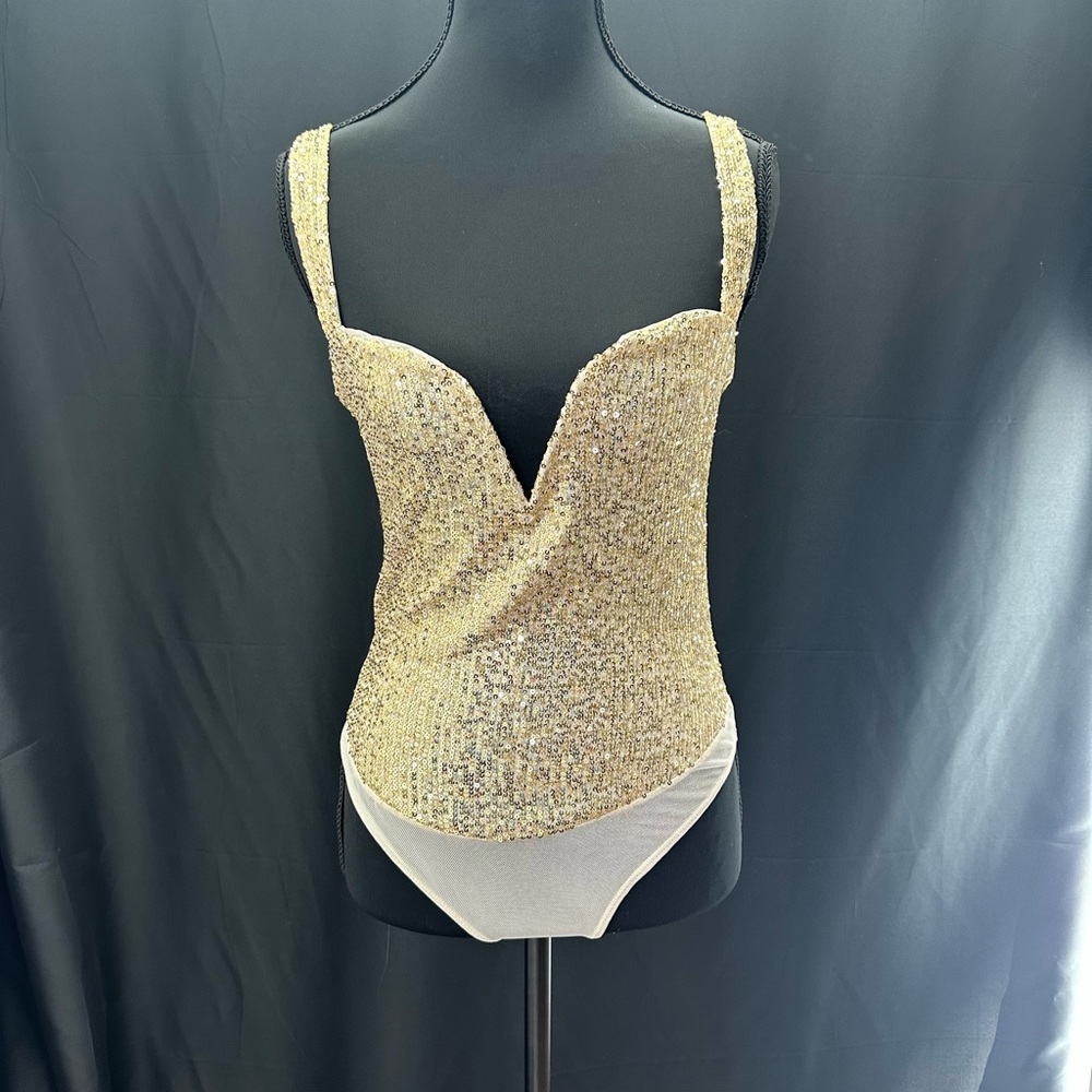 Free People Gold Sequin Bodysuit, small  - NWT